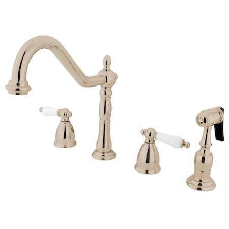 Kingston Brass Widespread Kitchen Faucet, Polished Nickel KB1796PLBS